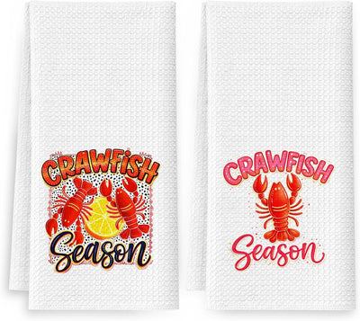Toallas de cocina decorativas con motivos de langosta roja y cangrejos
