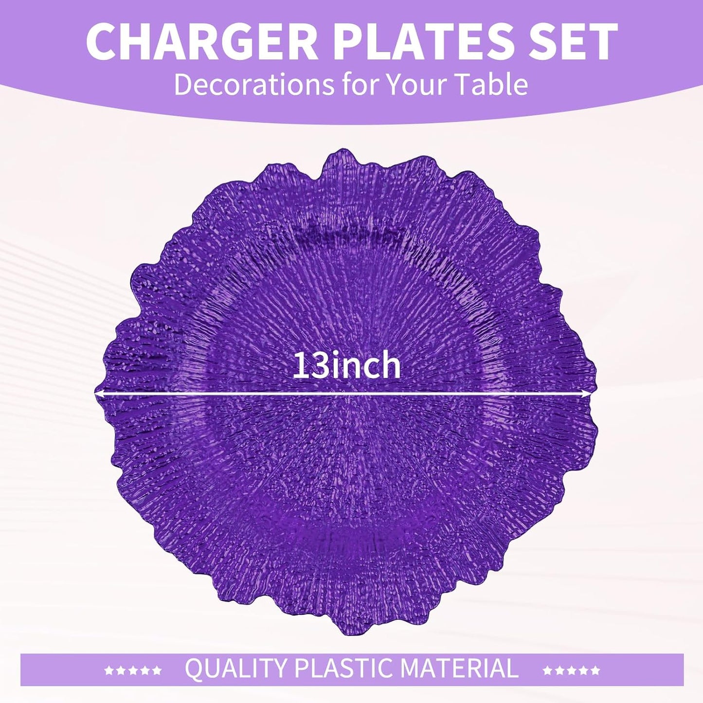 50 Platos Carga Morados 13pulg Redondos Decorativos