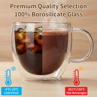 Juego 2 Tazas Expreso Aislamiento Doble 6.7oz Vidrio Transparente