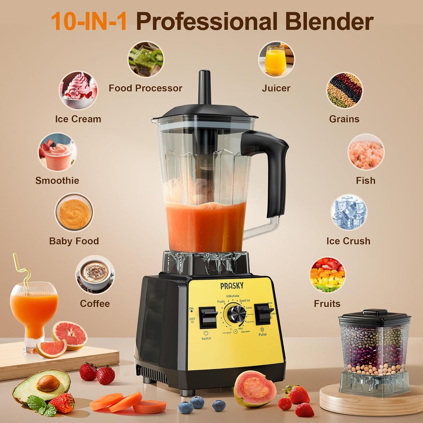 Batidora de 2400W 68oz para batidos y procesar alimentos