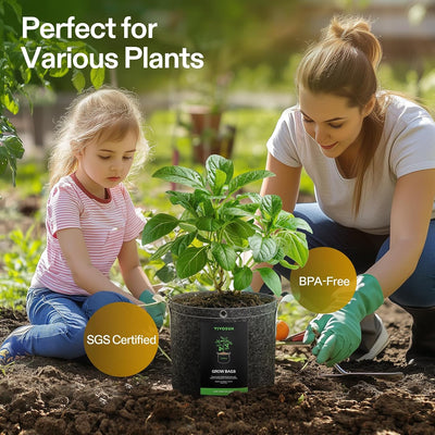 Set 5 Macetas Cultivo 3gal Tela No Tejida 500g con Asas