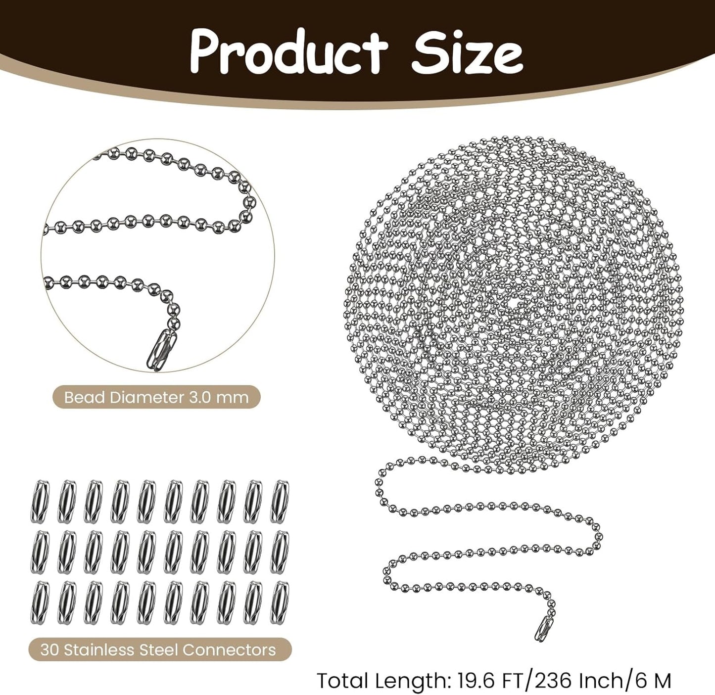 Extensión cadena tracción 236pulg acero inox 30 conectores