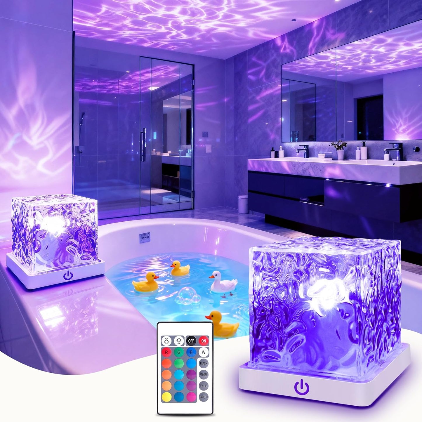 Luz baño impermeable para niños con proyector RGBW