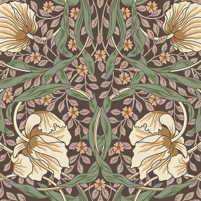 Papel tapiz floral vintage William Morris despegable 17.7x118pulg