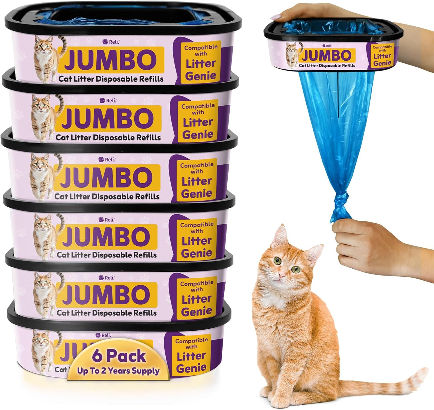 Bolsas arena gato 6 pzas comp Litter Genie 7 capas