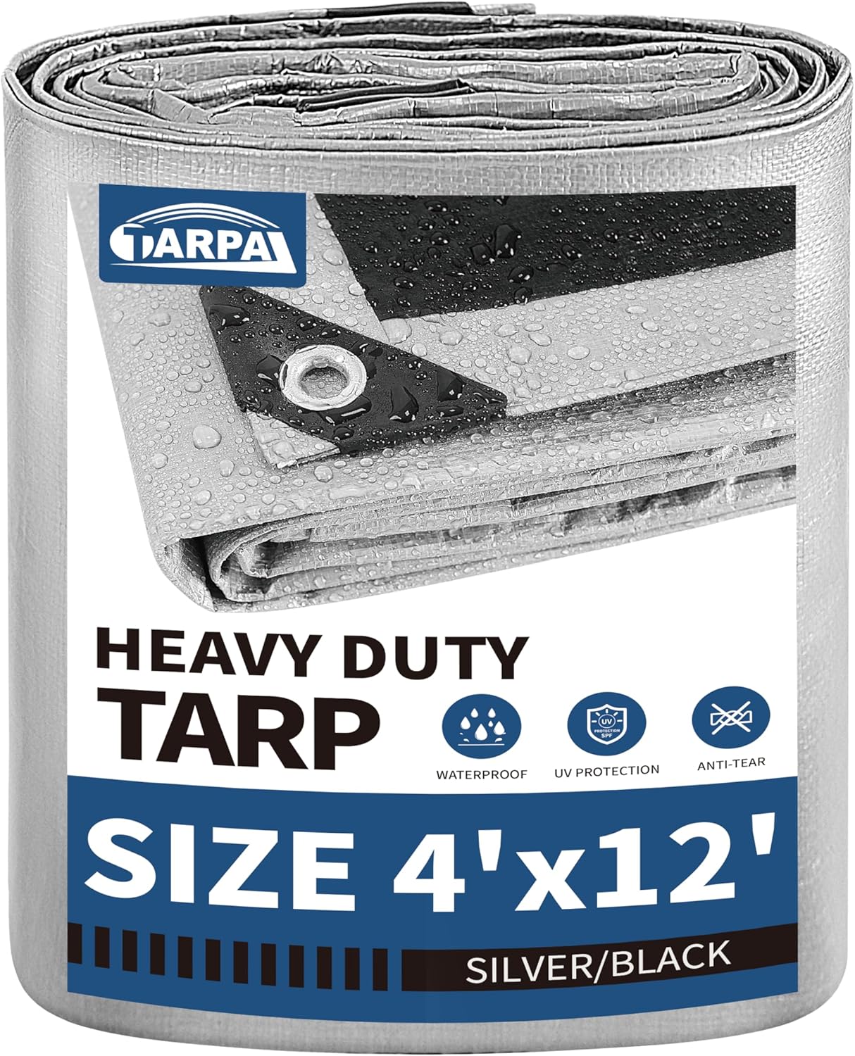 Lona plateada 4x12ft impermeable anti nieve UV