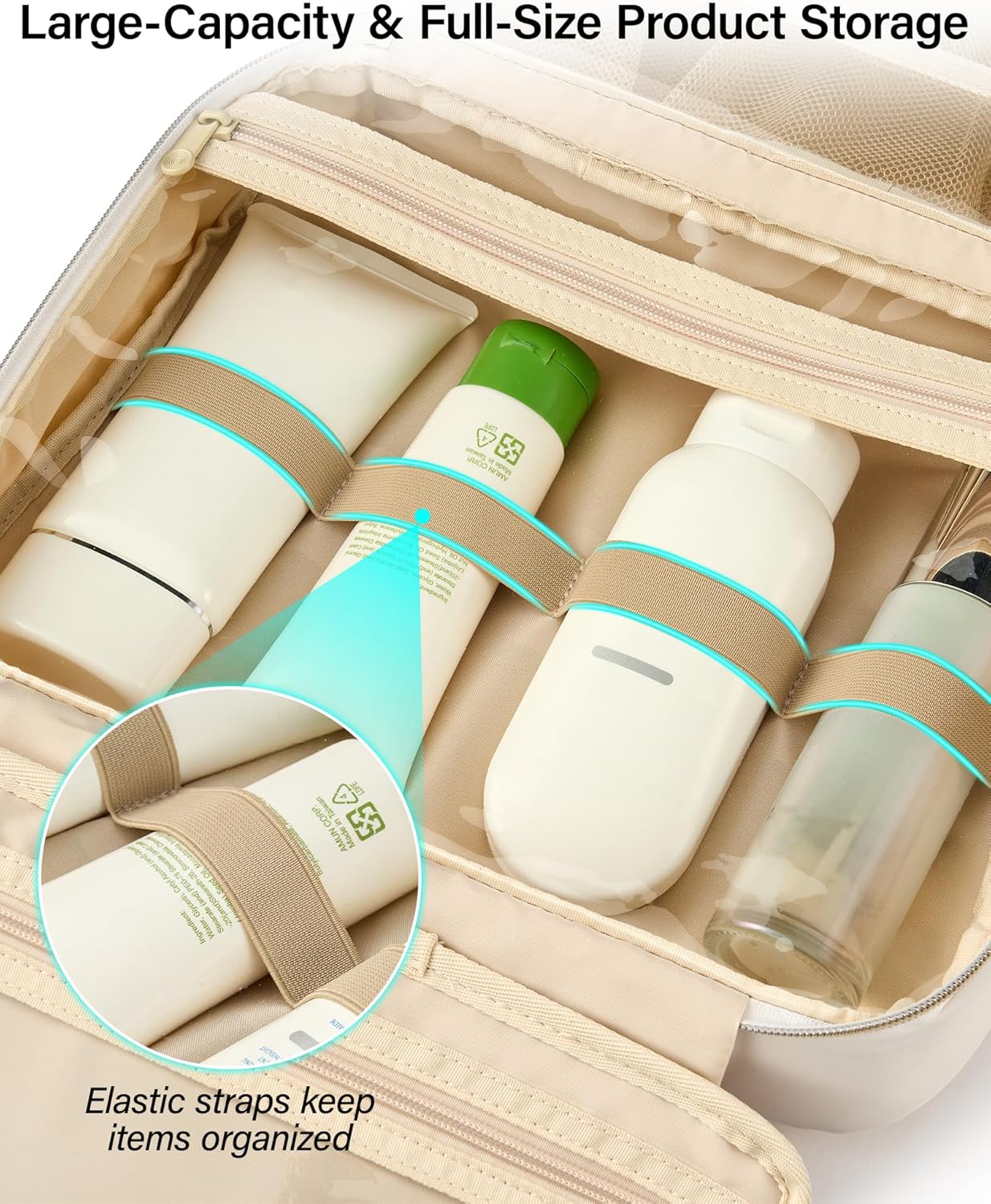Neceser colgante mujer resistente agua viaje blanco roto