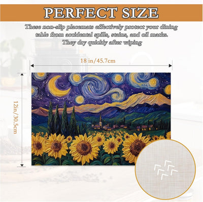 Set 6 Alfombras Mesa Estilo Starry Night 12x18pulg