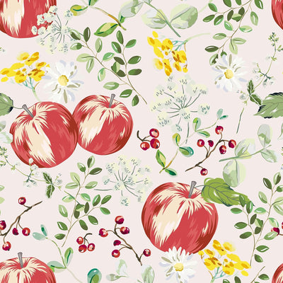 Papel Tapiz Floral Manzana Autoadhesivo 12x118pulg Blanco Crema