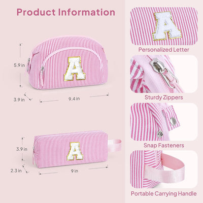 Bolsa maquillaje viaje con inicial rosa regalo niñas adolescentes