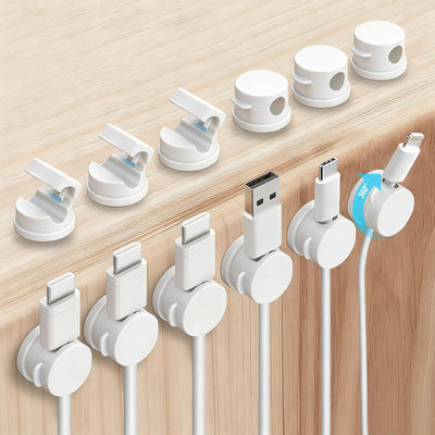 Pack 12 Clips Resorte Soporte Cable Mesa Noche Escritorio Giratorio