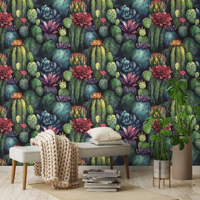 Papel tapiz flores desierto 17.7x236pulg extraíble