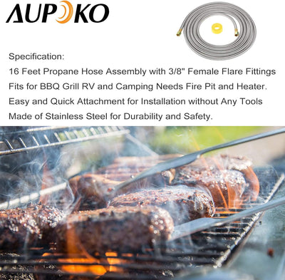 Manguera propano acero inox 16ft 3/8pulg con accesorios
