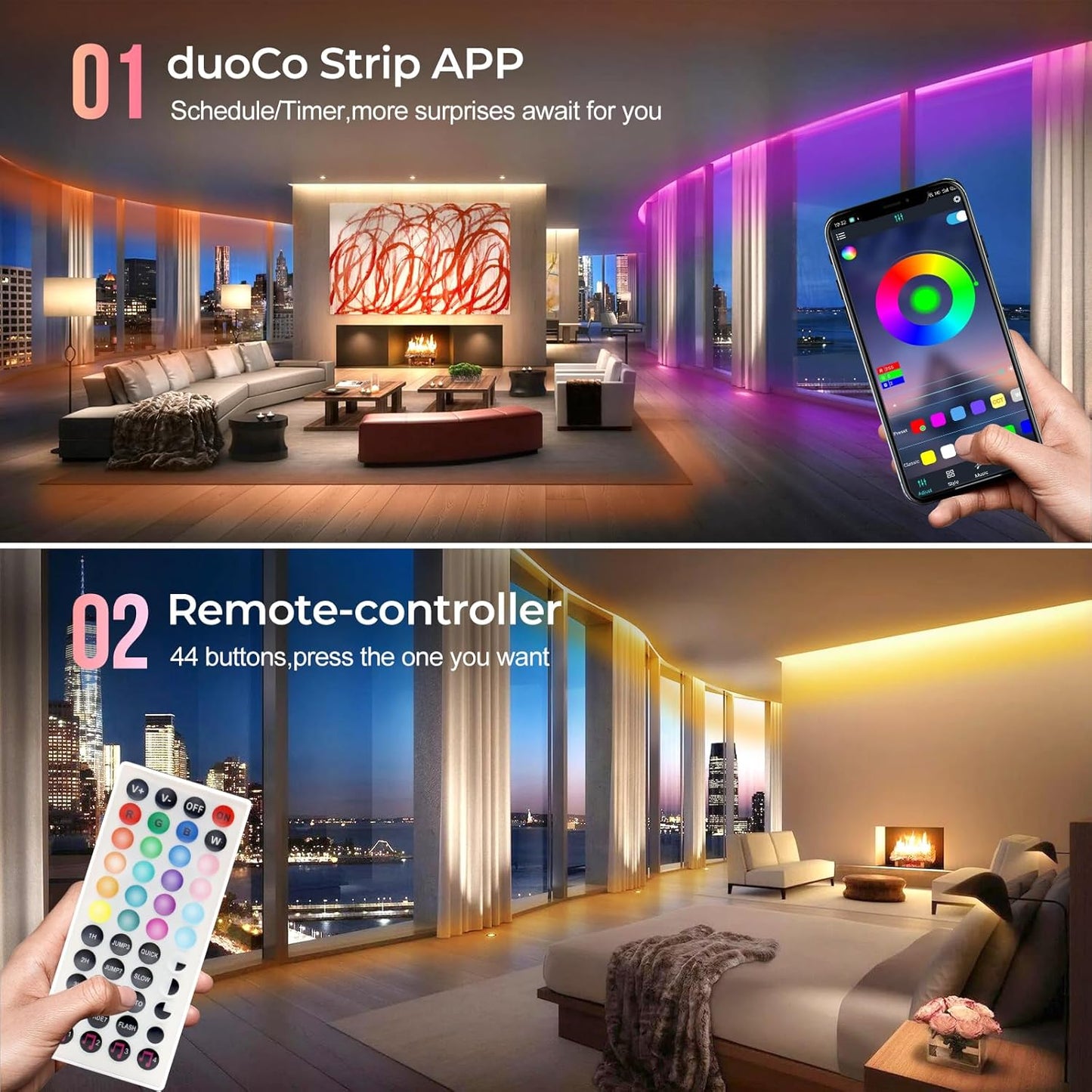 Tira LED Neón RGB 16.4pulg Control Remoto