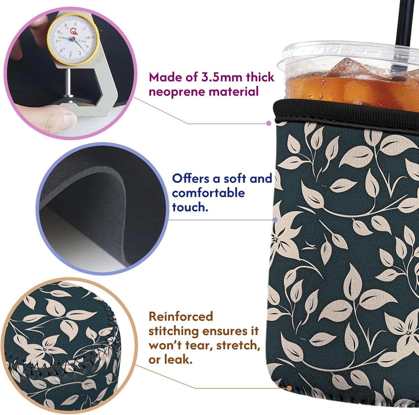 Funda neopreno reutiliz. para café 16-32oz vid negra