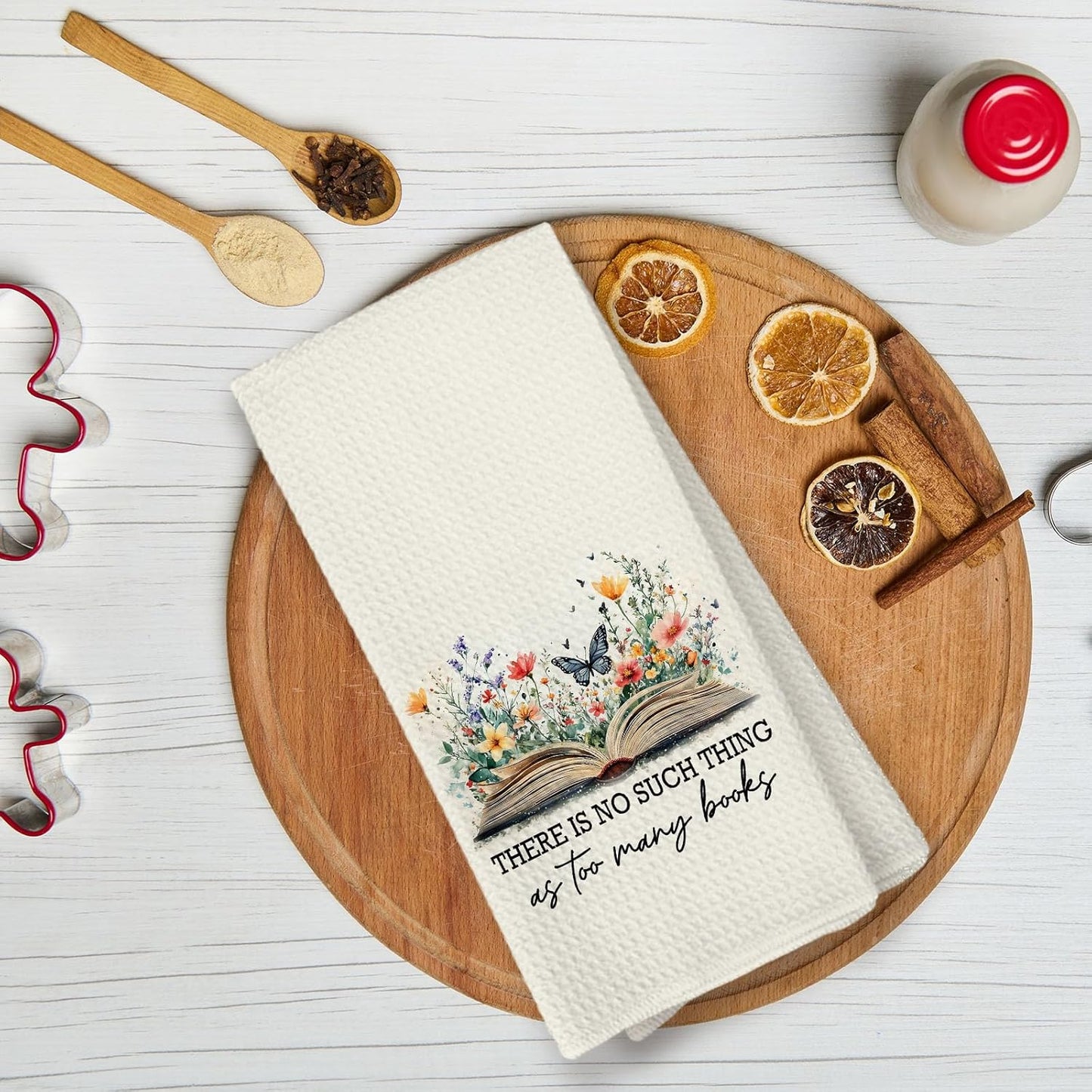 Toalla de cocina para amantes de los libros decorada con temática literaria