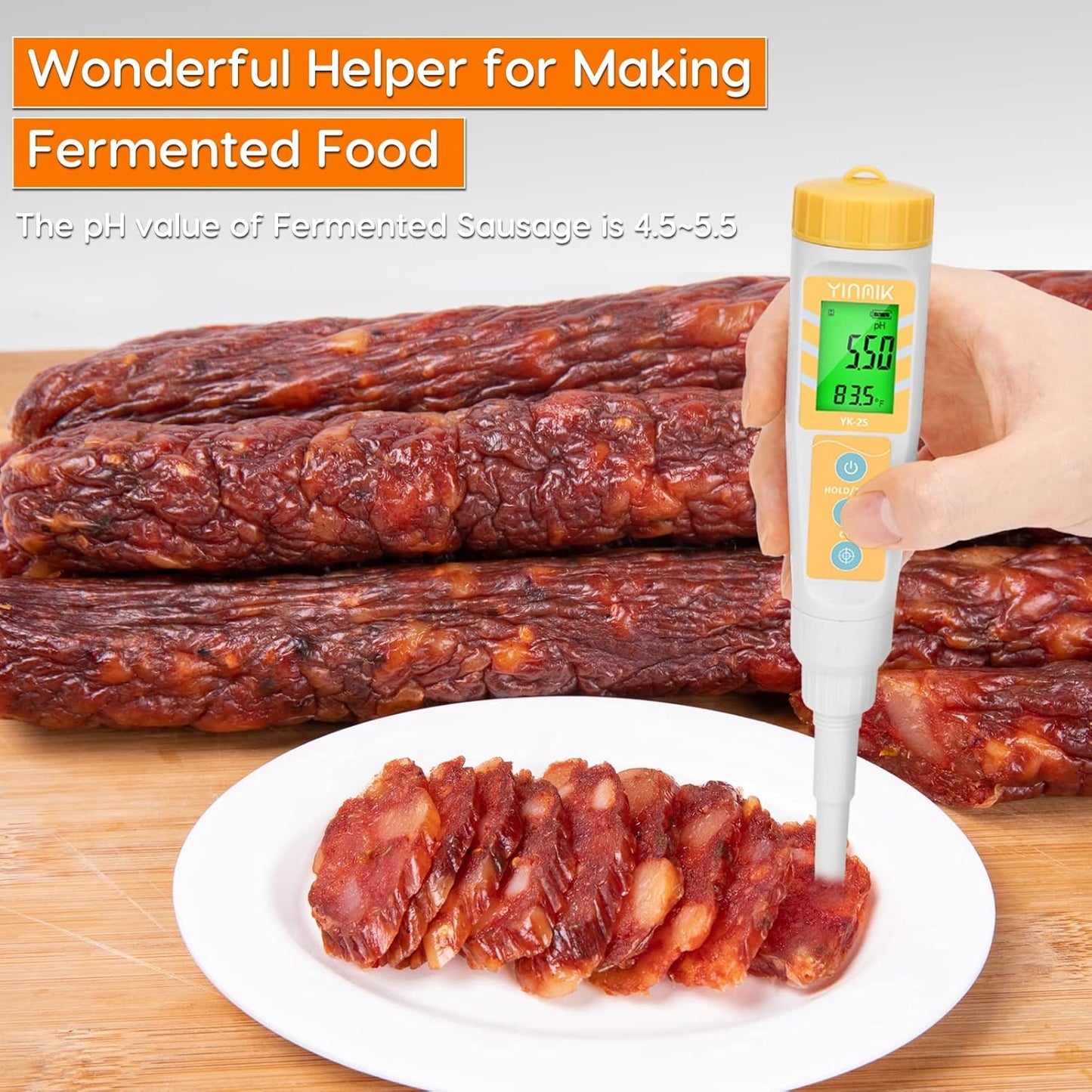 Kit medidor pH alimentos con sonda y probador sal