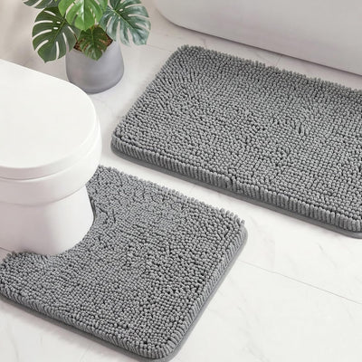 Set 2 Alfombras Baño Felpilla Antiderrap 20x24pulg y 20x32pulg