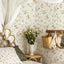 Papel tapiz floral vintage 17x79pulg autoadhesivo beige para bebé