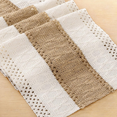 Camino mesa bohemio tejido algodón lino decoración hogar