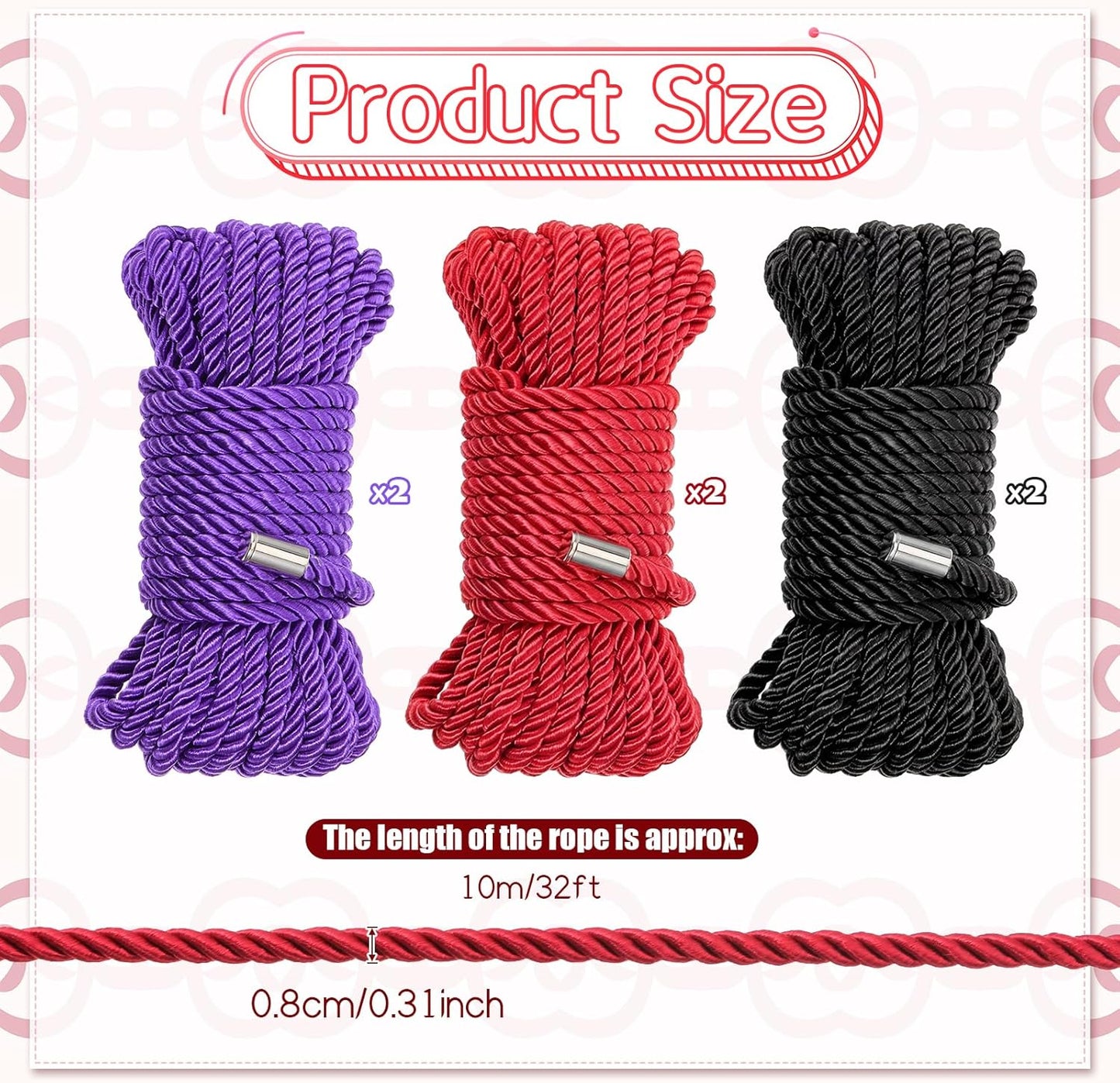 6 Rollos Cuerda Seda Suave Trenzada Kit Japonesa para Nudos