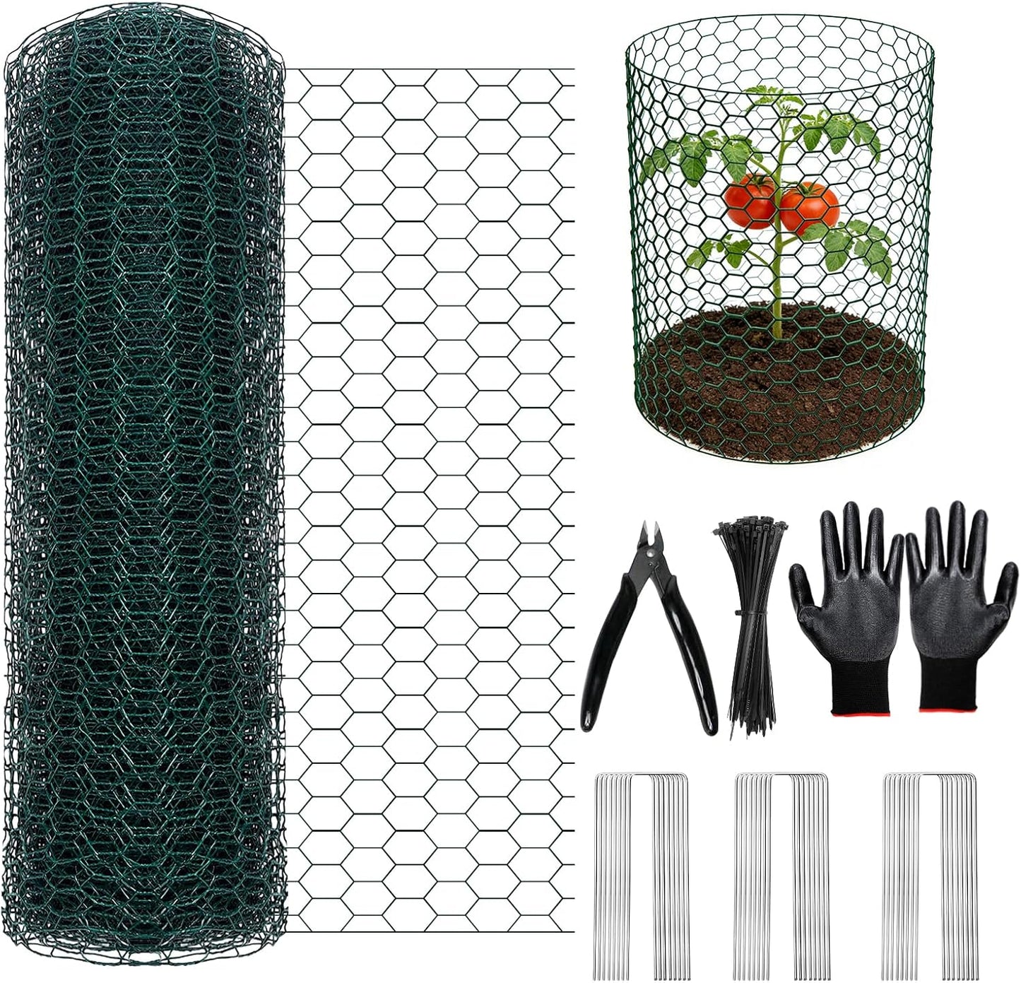 Red de alambre para flores 16x16.4ft verde hexagonal galvanizado