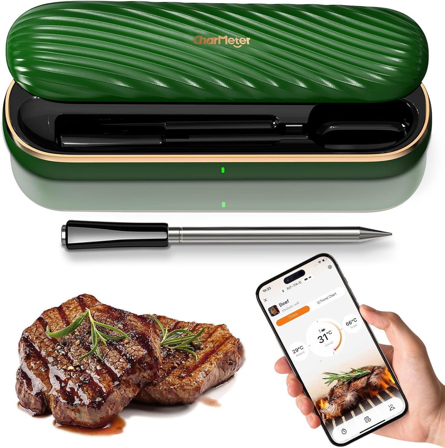 Termómetro digital inalámbrico Bluetooth para carne y asado