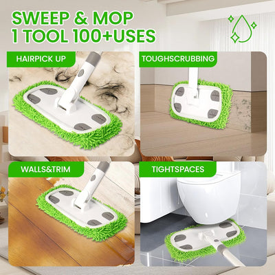 Trapeador microfibra reutilizable uso seco húmedo 3 almohadillas
