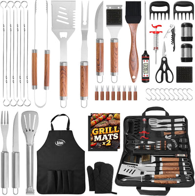 Set 50 Pzas Herramientas Barbacoa Acero Inox con Funda y Termómetro