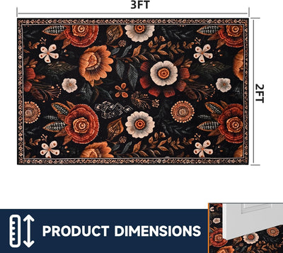 Tapete floral antideslizante para entrada puerta cocina dormitorio