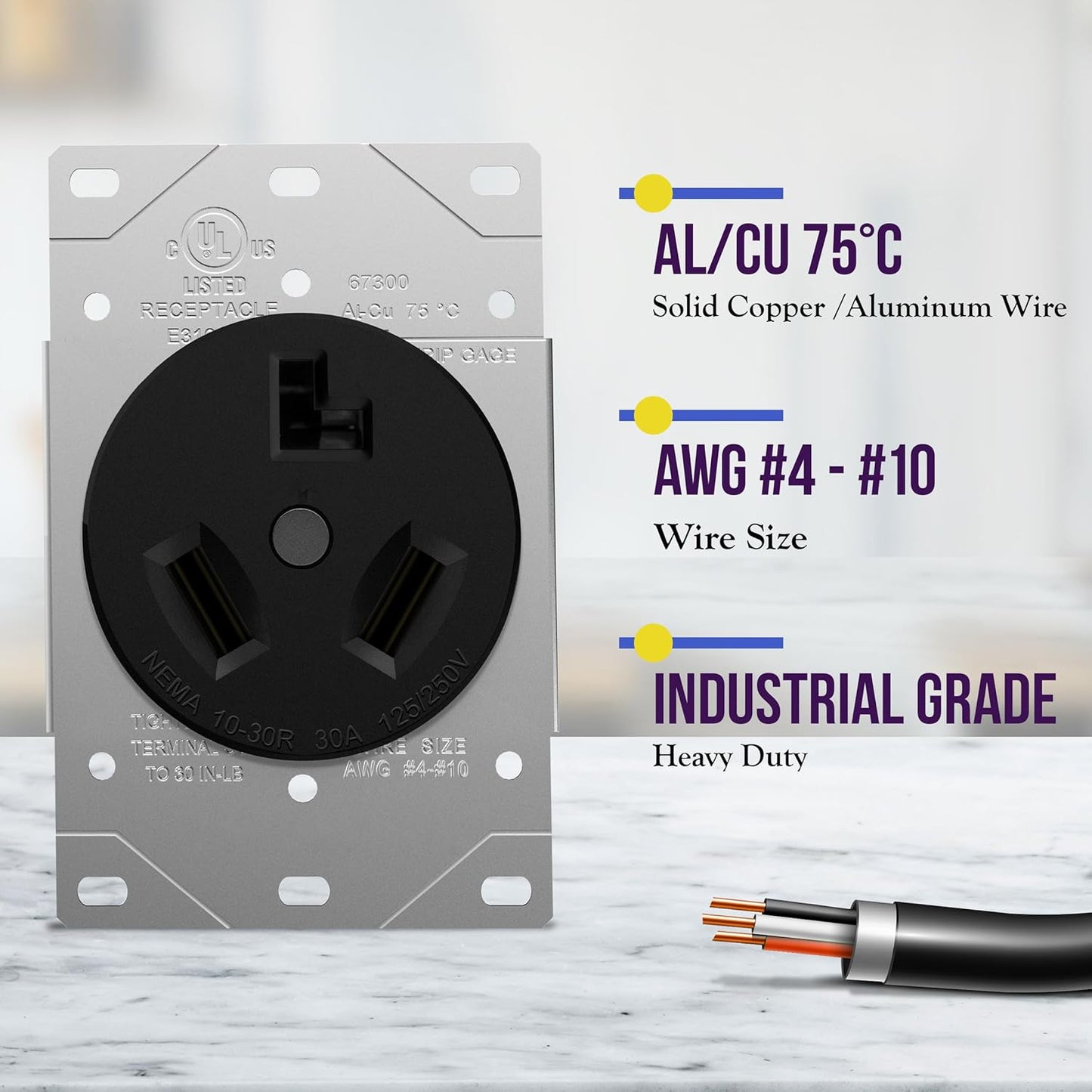 Receptáculo secadora 30A NEMA 10-30R metal grado industrial
