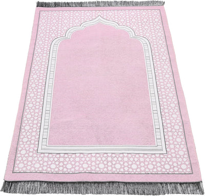 Alfombra oración islámica elegante patrón mezquita rosa