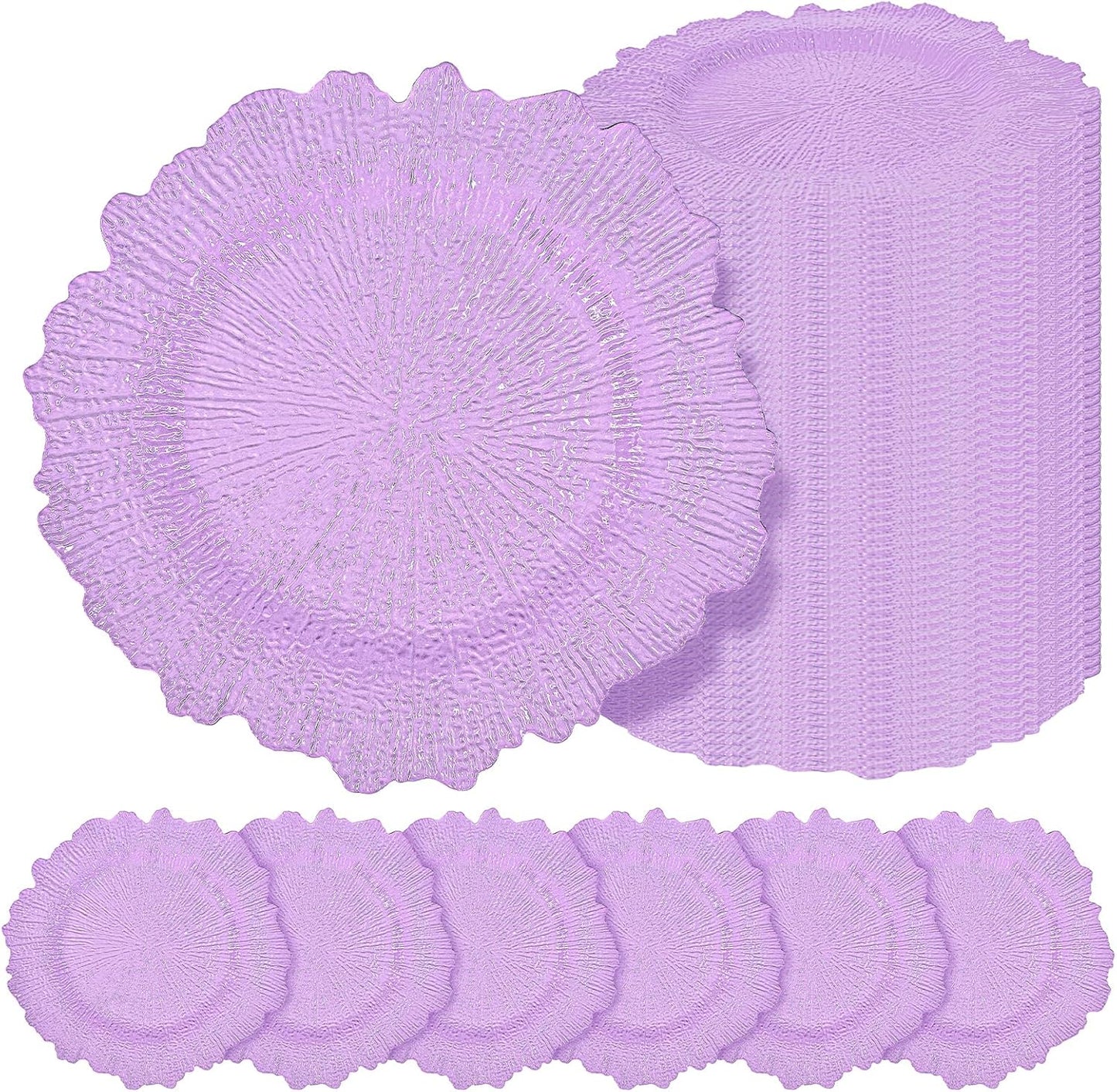 50 Pzas Platos Plástico Lavanda 13pulg Redondos