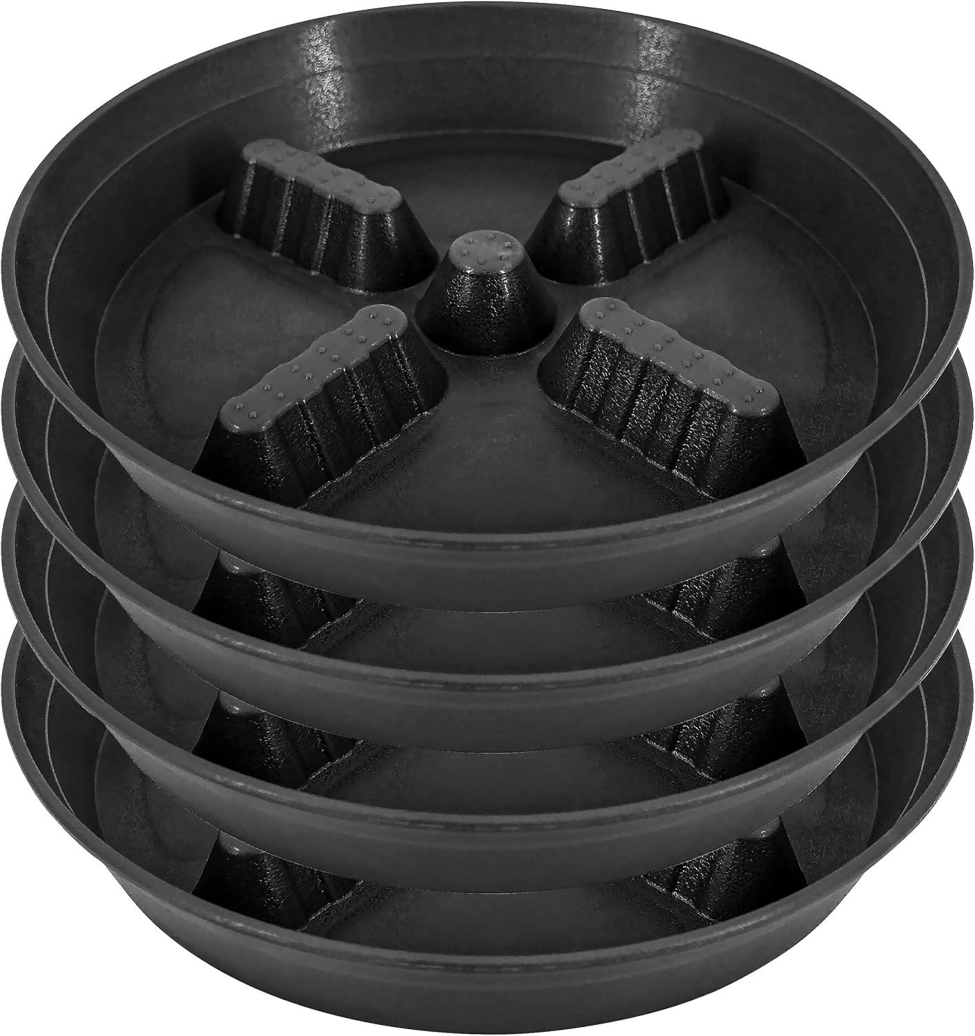 4 Platillos Plástico para Plantas 8-17pulg Interiores Exteriores