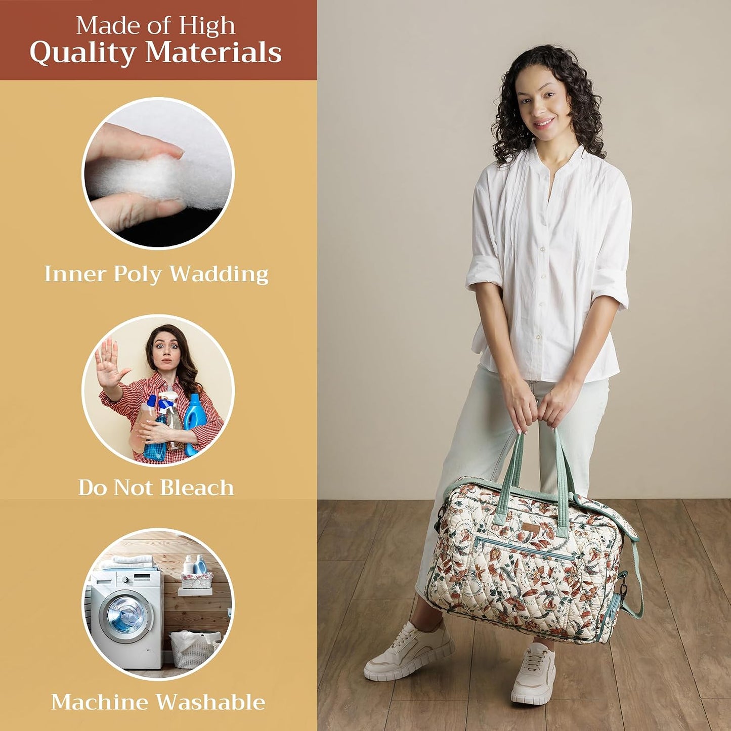 Bolsas fin de semana acolchadas algodón para hombres y mujeres