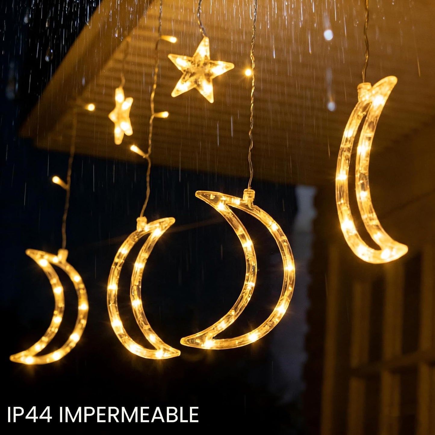 Guirnalda luces Ramadán 138 LED 8.2pulg blancas cálidas