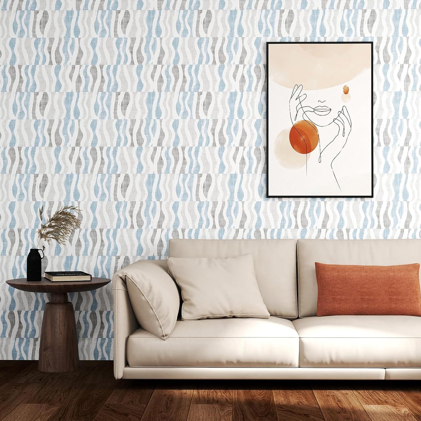 Papel tapiz geométrico autoadhesivo impermeable 17.3x80pulg