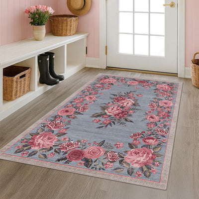 Alfombras interior lavables 3x5ft antideslizantes color azul polvoriento