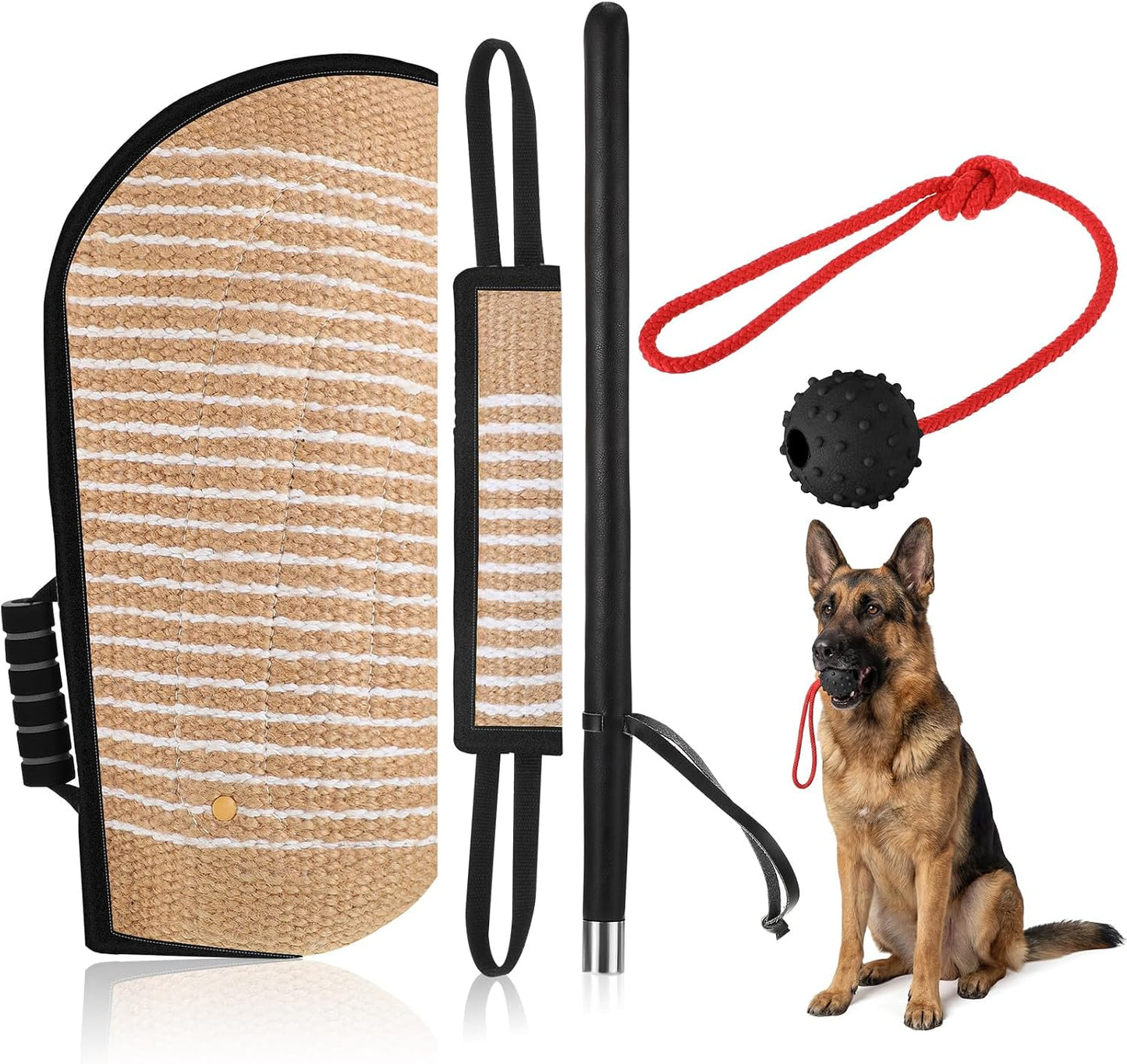 Set 4 Pzas Entrenamiento Perro Funda Almohada Palo Pelota Goma
