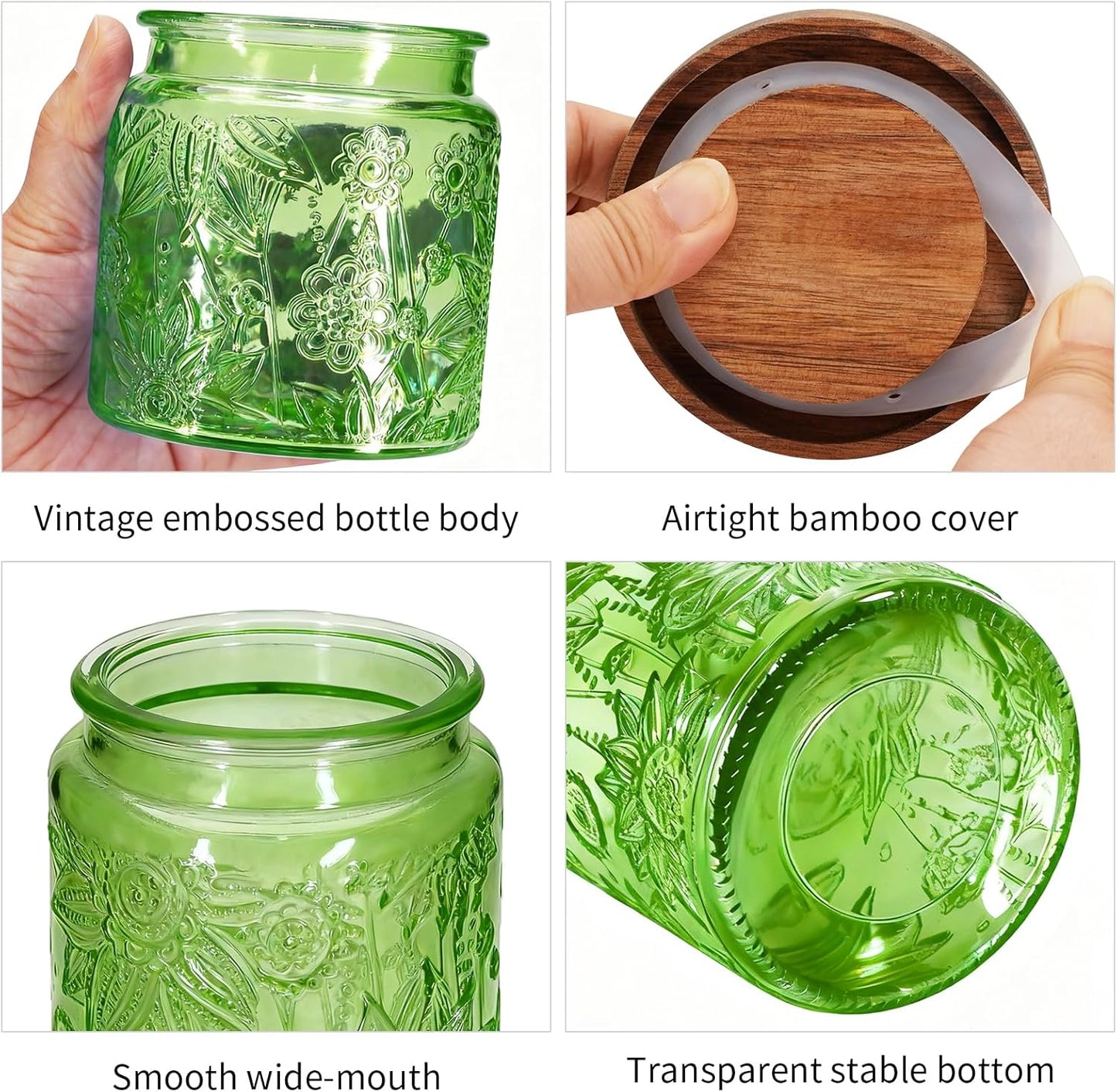 Tarro cristal vintage con tapa madera para azúcar té galletas