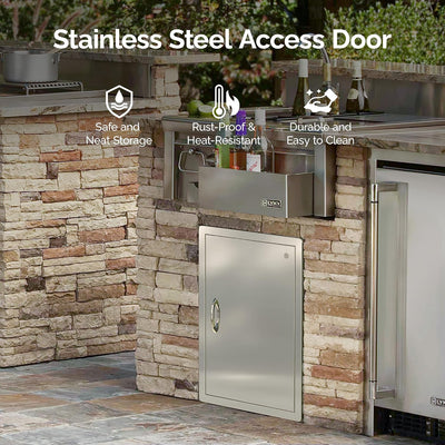 Puerta cocina exterior acero inox 17x24pulg con ventilación
