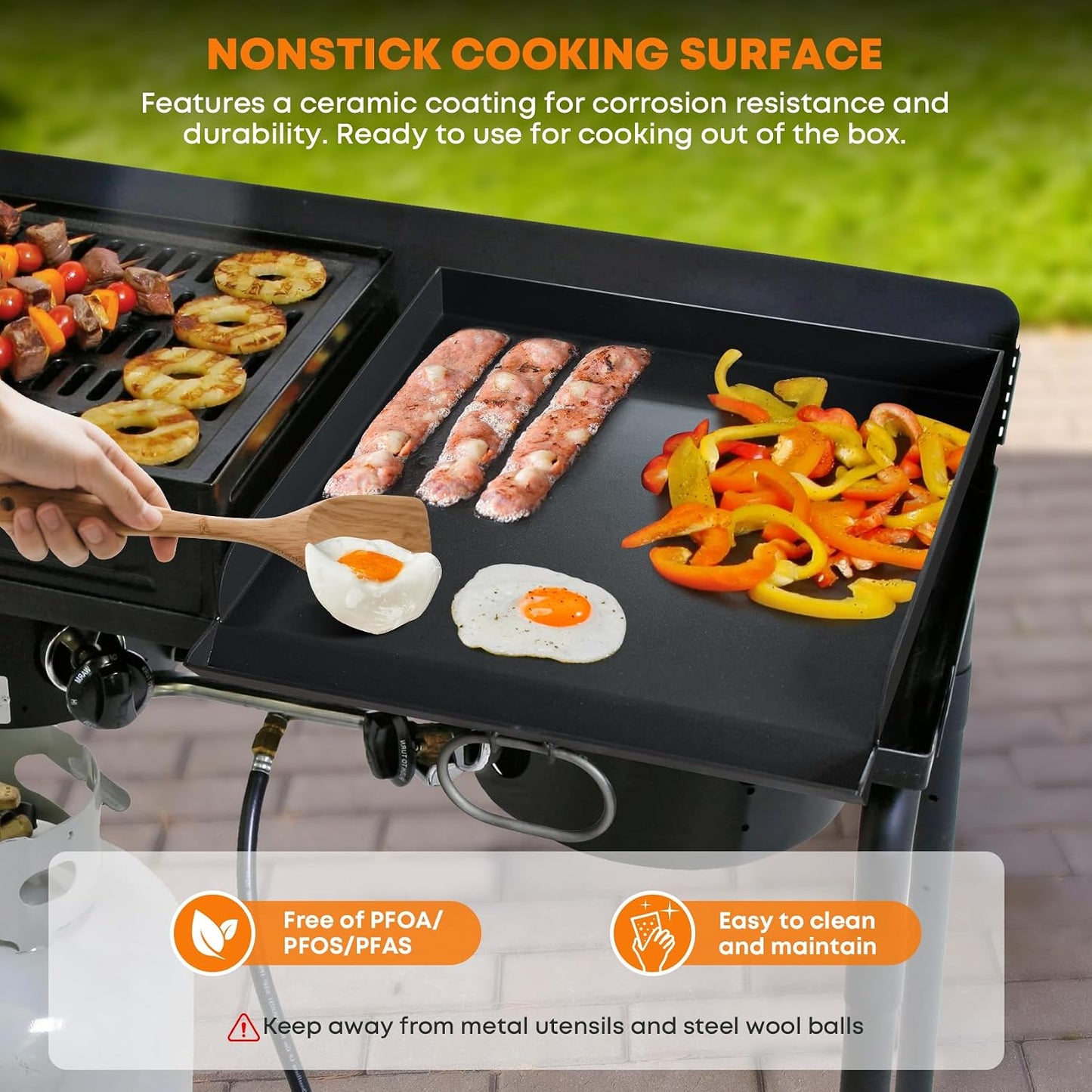 Plancha antiadherente para Camp Chef y estufas 16pulg negro