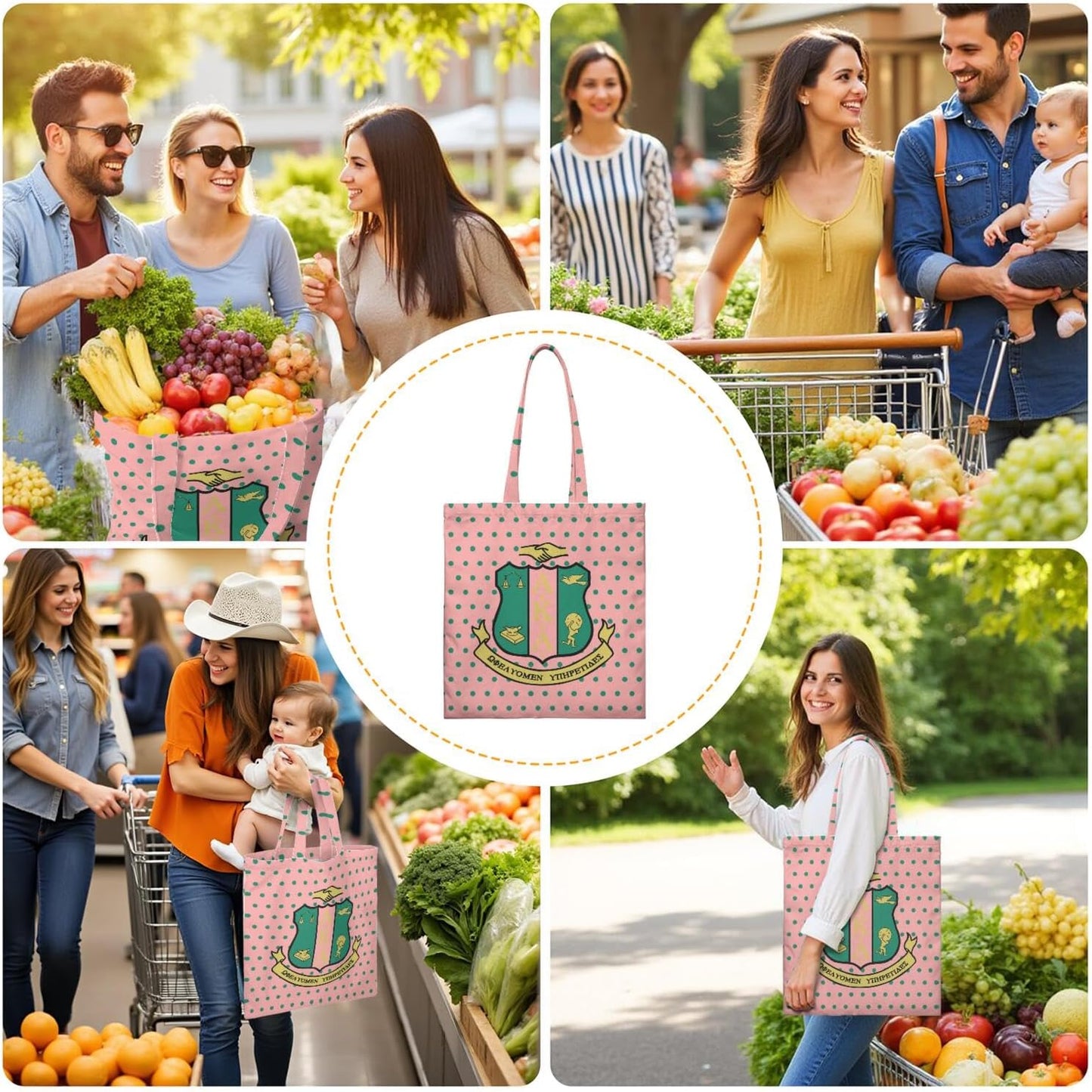 Bolso tote canvas reutilizable para mujer Sorority Gifts