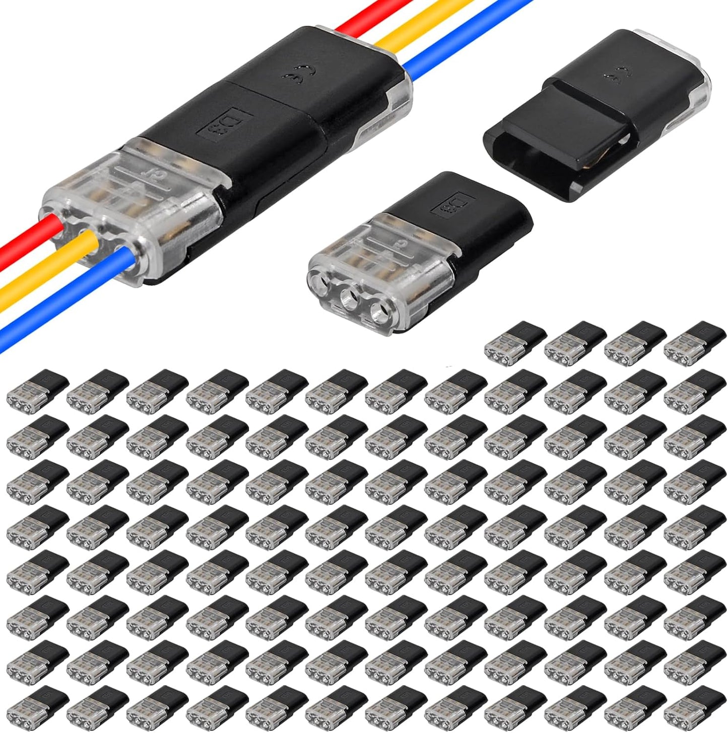 Conector cable 3pines automotriz led diy con bloqueo