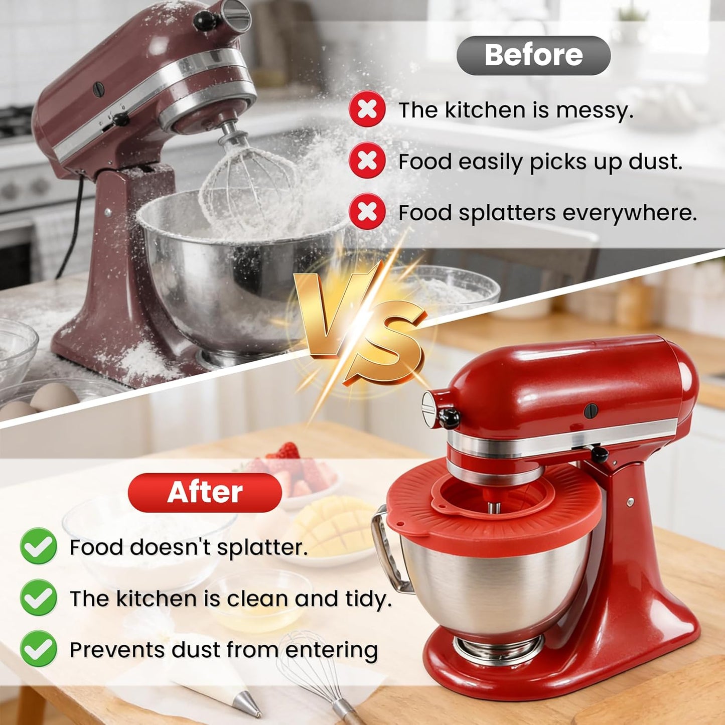 Tapa silicona para tazón KitchenAid 4.5-5qt rojo