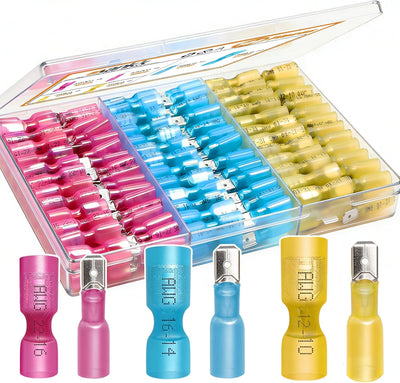 Kit 100 conectores termorretráctiles AWG 22-10 amarillo rojo azul