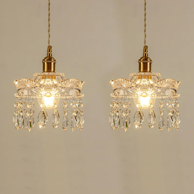 Lámpara colgante moderna de cristal con base latón ajustable