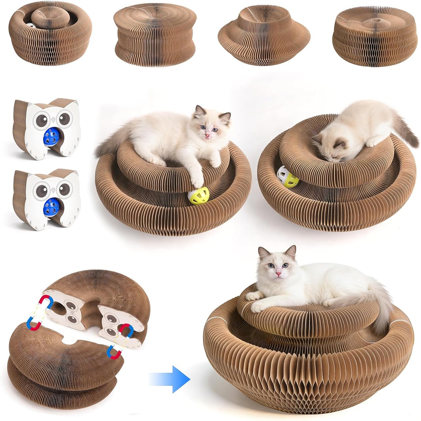 2 Rascadores mágicos para gatos con pista de bolas