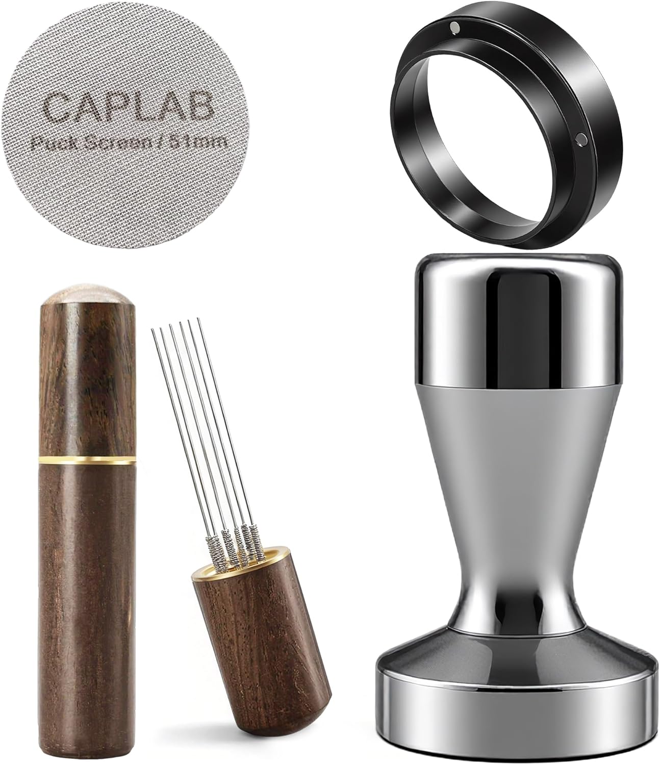 Kit accesorios espresso tamper pantalla disco embudo 2.008in