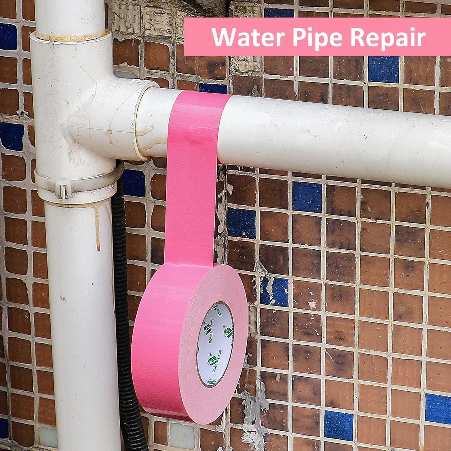 Cinta adhesiva industrial rosa 1.5pulg x 60yardas resistente UV